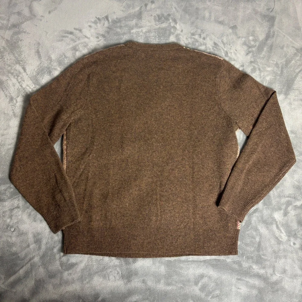 J.Crew Men's L Wool Colorblock Patchwork Sweater Herringbone Plaid Grandpacore